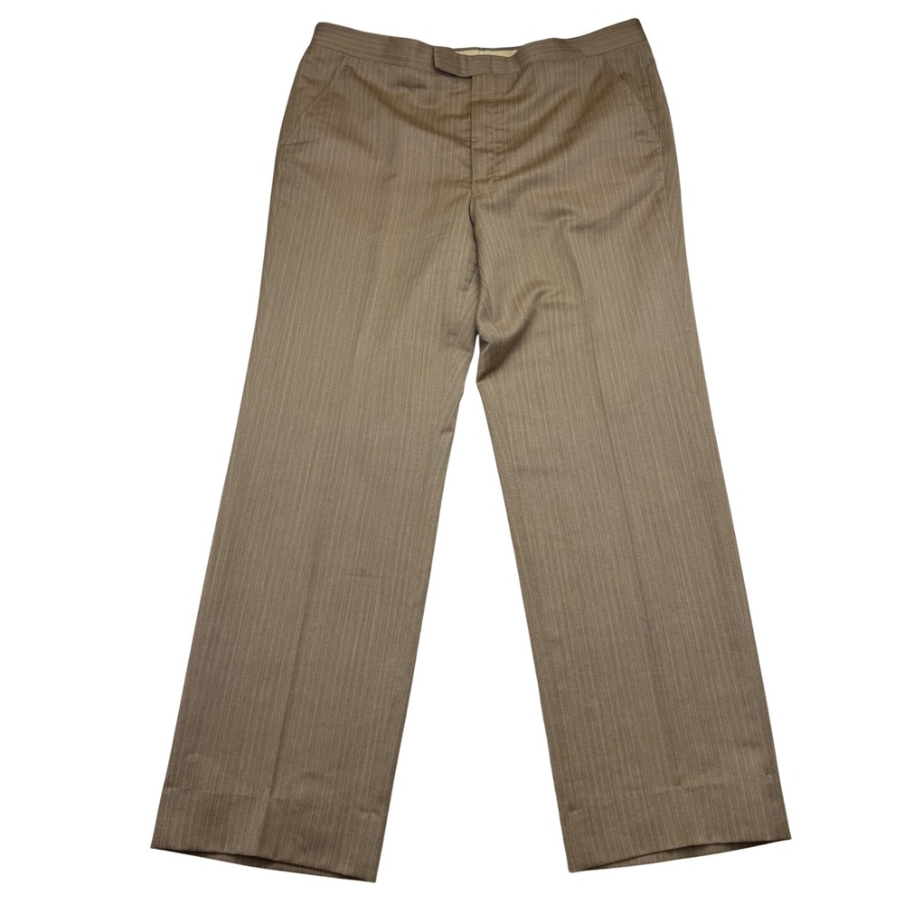 Vintage Christian Dior Monsieur Tan Pinstripe Herringbone Dress Pants Mens 40x34